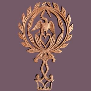 Vintage 1949 Copper Plated JZH "Eagle & Heart" Cast Iron Trivet